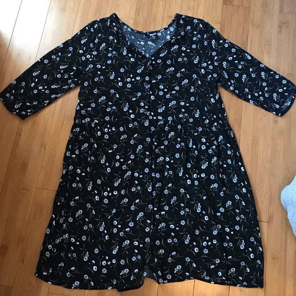 Floral button front dress